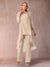 Chiffon Scoop 3/4 Sleeves 3 Pieces Pantsuits with Ruched & Jacket