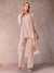 Chiffon Scoop 3/4 Sleeves 3 Pieces Pantsuits with Ruched & Jacket