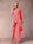 Chiffon Scoop 3/4 Sleeves 3 Pieces Pantsuits with Ruched & Jacket