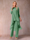 Chiffon Scoop 3/4 Sleeves 3 Pieces Pantsuits with Ruched & Jacket