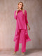 Chiffon Scoop 3/4 Sleeves 3 Pieces Pantsuits with Ruched & Jacket