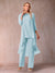 Chiffon Scoop 3/4 Sleeves 3 Pieces Pantsuits with Ruched & Jacket