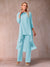 Chiffon Scoop 3/4 Sleeves 3 Pieces Pantsuits with Ruched & Jacket