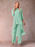 Chiffon Scoop 3/4 Sleeves 3 Pieces Pantsuits with Ruched & Jacket