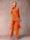 Chiffon Scoop 3/4 Sleeves 3 Pieces Pantsuits with Ruched & Jacket