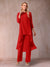 Chiffon Scoop 3/4 Sleeves 3 Pieces Pantsuits with Ruched & Jacket