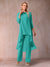 Chiffon Scoop 3/4 Sleeves 3 Pieces Pantsuits with Ruched & Jacket