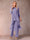 Chiffon Scoop 3/4 Sleeves 3 Pieces Pantsuits with Ruched & Jacket