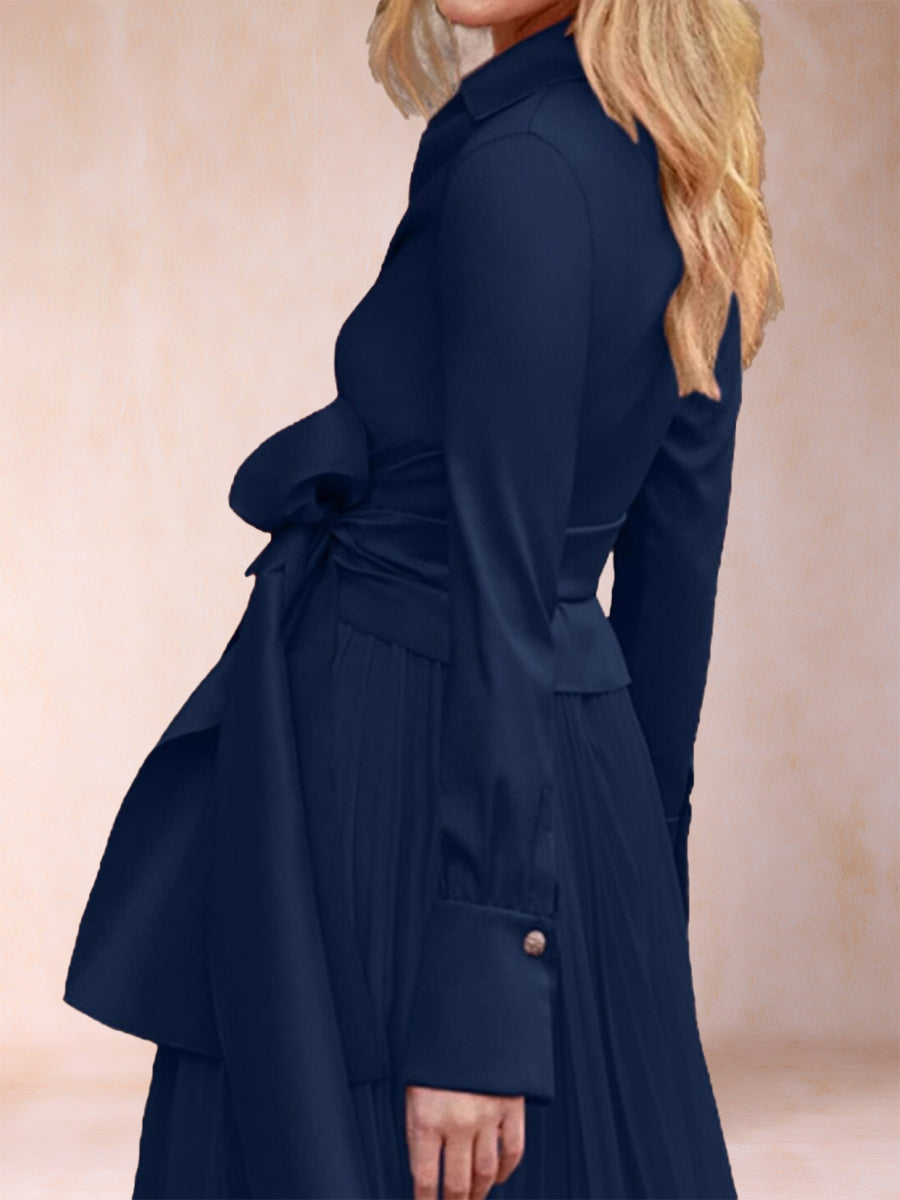 A-Line/Princess Chiffon V-Neck Long Sleeves 2 Pieces Mother of the Bride Dresses with Belt &amp; Ruffles