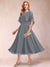 A-Line/Princess Chiffon Scoop Short Sleeves Mother of the Bride Dresses with Shawl