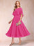 A-Line/Princess Chiffon Scoop Short Sleeves Mother of the Bride Dresses with Shawl