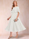 A-Line/Princess Chiffon Scoop Short Sleeves Mother of the Bride Dresses with Shawl