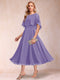 A-Line/Princess Chiffon Scoop Short Sleeves Mother of the Bride Dresses with Shawl