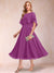 A-Line/Princess Chiffon Scoop Short Sleeves Mother of the Bride Dresses with Shawl