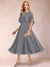 A-Line/Princess Chiffon Scoop Short Sleeves Mother of the Bride Dresses with Shawl