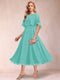 A-Line/Princess Chiffon Scoop Short Sleeves Mother of the Bride Dresses with Shawl