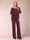 Chiffon V-Neck Half Sleeves 2 Pieces Pantsuits with Rhinestone