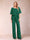 Chiffon V-Neck Half Sleeves 2 Pieces Pantsuits with Rhinestone