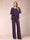 Chiffon V-Neck Half Sleeves 2 Pieces Pantsuits with Rhinestone