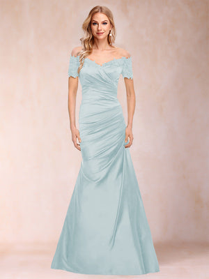 Trumpet/Mermaid Off-the-Shoulder Short Sleeves Mother of the Bride Dresses Applique