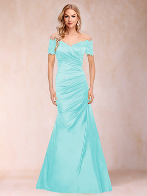 Trumpet/Mermaid Off-the-Shoulder Short Sleeves Mother of the Bride Dresses Applique