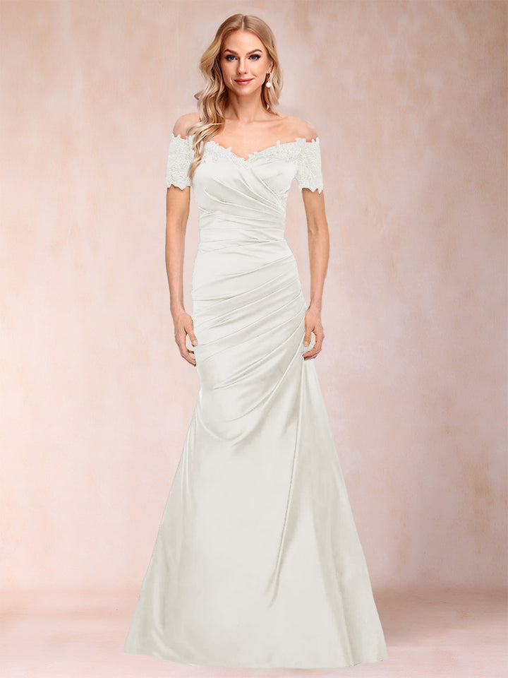 Trumpet/Mermaid Off-the-Shoulder Short Sleeves Mother of the Bride Dresses Applique