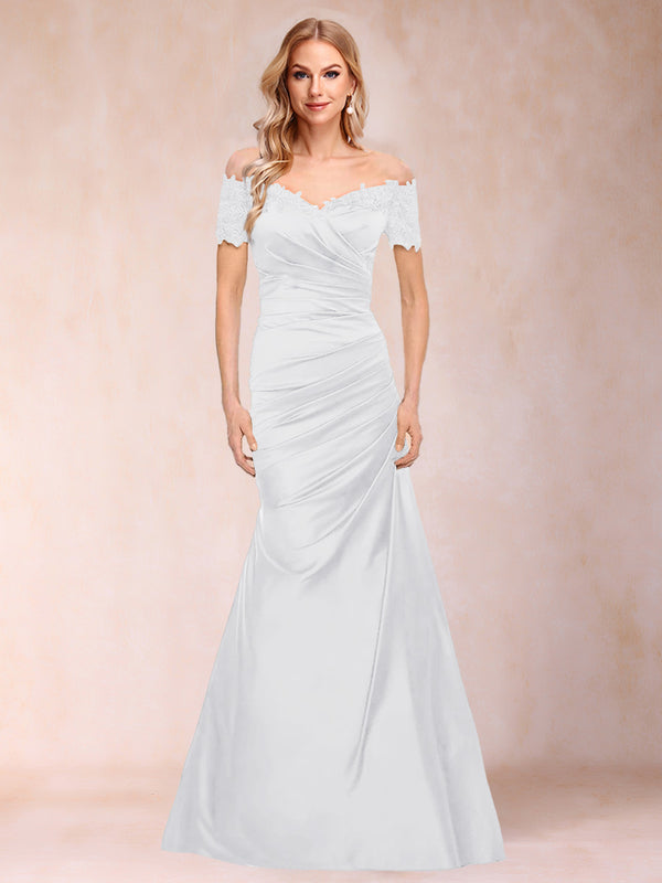 Trumpet/Mermaid Off-the-Shoulder Short Sleeves Mother of the Bride Dresses Applique