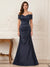 Trumpet/Mermaid Off-the-Shoulder Short Sleeves Sweep Train Mother of the Bride Dresses With Applique