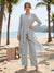 Chiffon Scoop Long Sleeves Floor-Length 3 Pieces Pantsuits with Sequins & Jacket