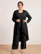Chiffon Scoop Long Sleeves 3 Pieces Plus Size Pantsuits with Sequins & Jacket