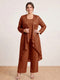 Chiffon Scoop Long Sleeves 3 Pieces Plus Size Pantsuits with Sequins & Jacket