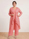 Chiffon Scoop Long Sleeves 3 Pieces Plus Size Pantsuits with Sequins & Jacket