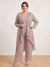 Chiffon Scoop Long Sleeves 3 Pieces Plus Size Pantsuits with Sequins & Jacket