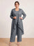 Chiffon Scoop Long Sleeves 3 Pieces Plus Size Pantsuits with Sequins & Jacket