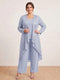 Chiffon Scoop Long Sleeves 3 Pieces Plus Size Pantsuits with Sequins & Jacket