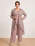 Chiffon Scoop Long Sleeves 3 Pieces Plus Size Pantsuits with Sequins & Jacket