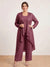 Chiffon Scoop Long Sleeves 3 Pieces Plus Size Pantsuits with Sequins & Jacket