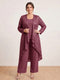 Chiffon Scoop Long Sleeves 3 Pieces Plus Size Pantsuits with Sequins & Jacket