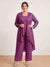 Chiffon Scoop Long Sleeves 3 Pieces Plus Size Pantsuits with Sequins & Jacket