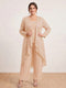 Chiffon Scoop Long Sleeves 3 Pieces Plus Size Pantsuits with Sequins & Jacket