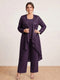 Chiffon Scoop Long Sleeves 3 Pieces Plus Size Pantsuits with Sequins & Jacket