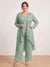 Chiffon Scoop Long Sleeves 3 Pieces Plus Size Pantsuits with Sequins & Jacket