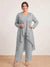 Chiffon Scoop Long Sleeves 3 Pieces Plus Size Pantsuits with Sequins & Jacket
