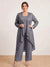 Chiffon Scoop Long Sleeves 3 Pieces Plus Size Pantsuits with Sequins & Jacket