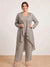 Chiffon Scoop Long Sleeves 3 Pieces Plus Size Pantsuits with Sequins & Jacket