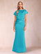 Sheath/Column Scoop Short Sleeves Mother of the Bride Dresses with Ruched