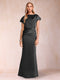 Sheath/Column Scoop Short Sleeves Mother of the Bride Dresses with Ruched