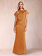Sheath/Column Scoop Short Sleeves Mother of the Bride Dresses with Ruched