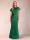 Sheath/Column Scoop Short Sleeves Mother of the Bride Dresses with Ruched