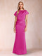 Sheath/Column Scoop Short Sleeves Mother of the Bride Dresses with Ruched